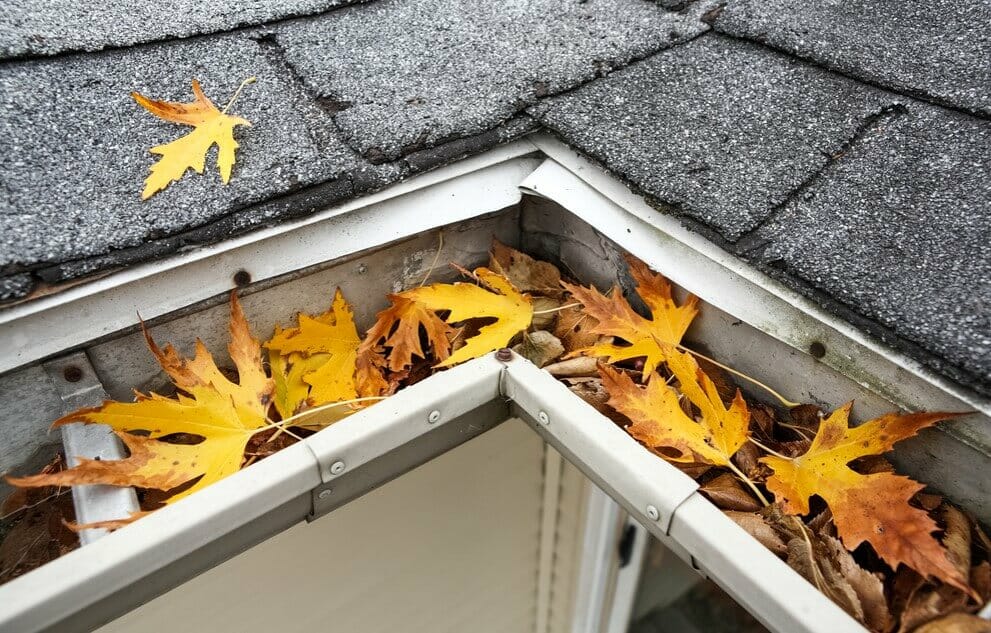 jammed roof gutter corner